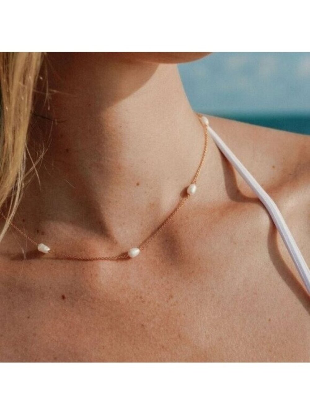 Delicate Pearl Necklace Beautiful Pearl Necklace Non-tarnish WATERPROOF Gold